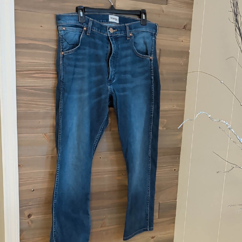 Wrangler Men's Dark Blue Straight Jeans 36 X 32